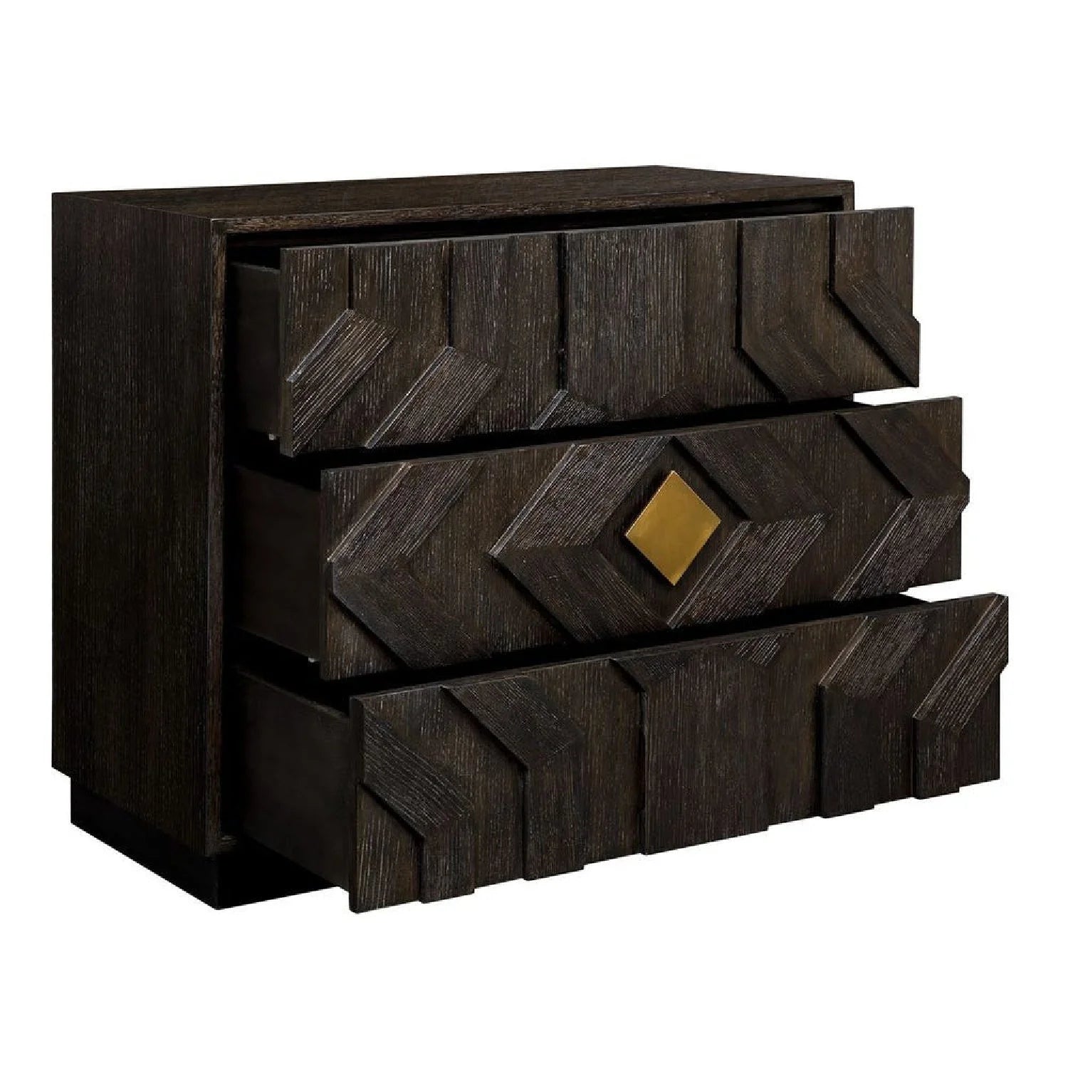 Luxury Modern Black Oak 3-Drawer Chest European Style for Villa
