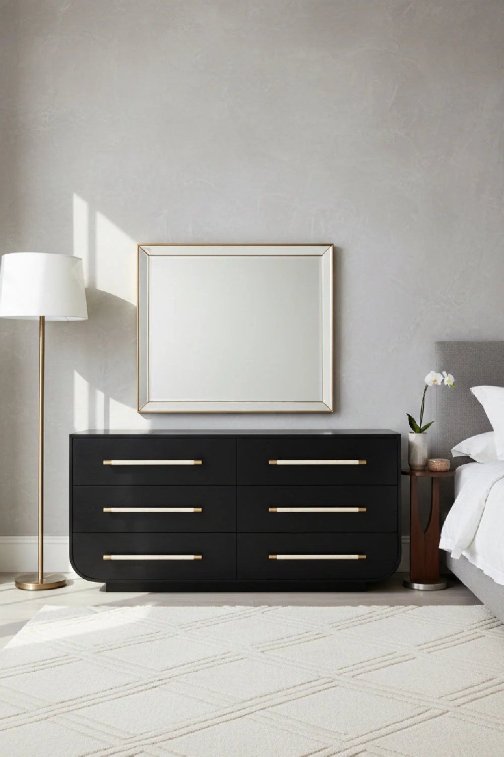 Luxury Modern Black Oak Dresser European Style for Villa
