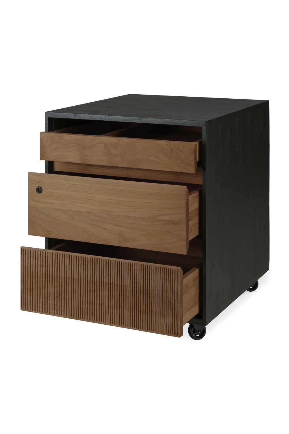Luxury Modern Black Teak Drawer Unit European Style for Villa