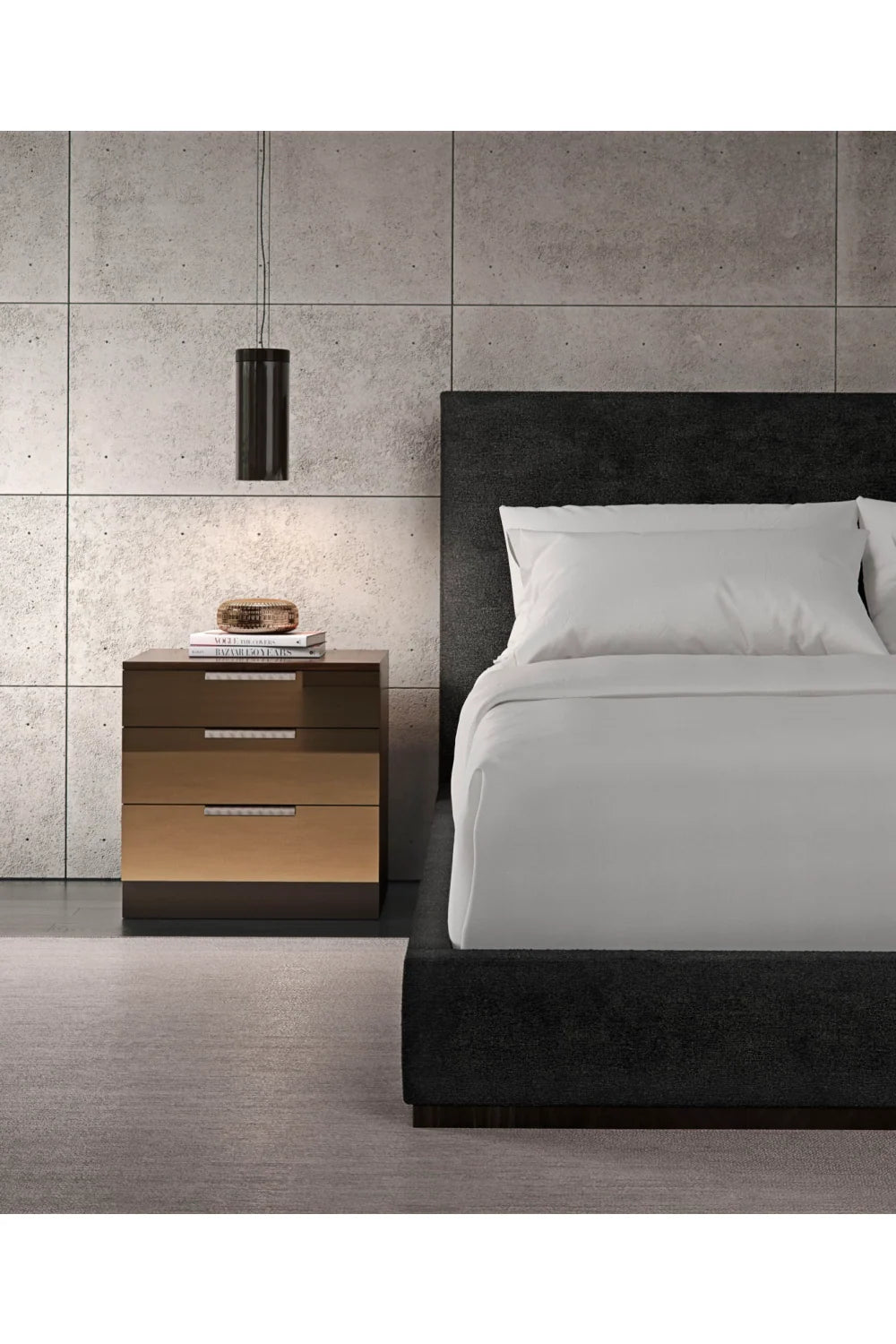 Luxury Modern Black Upholstered Bed European Style for Villa