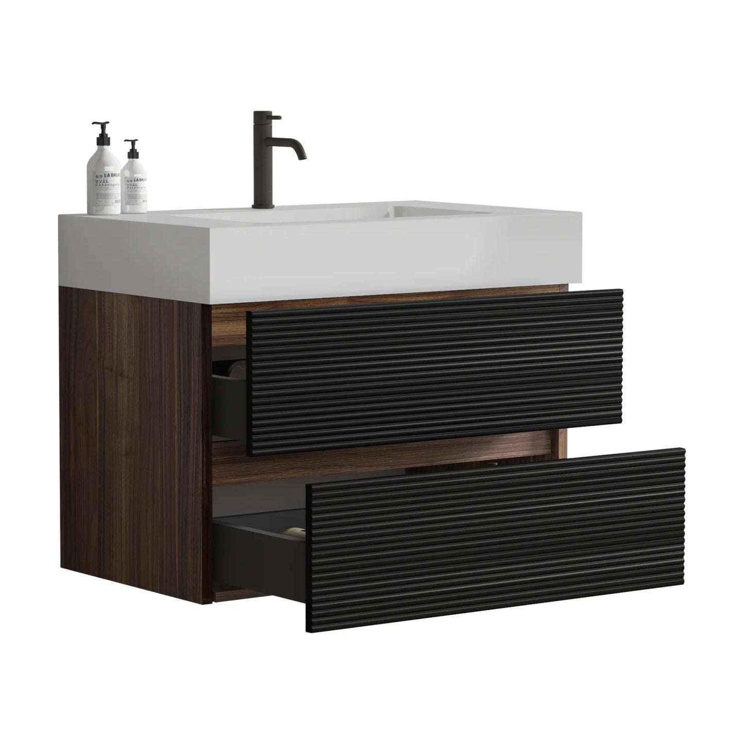 Luxury Modern Black Wall-Mounted Vanity European Style for Villa