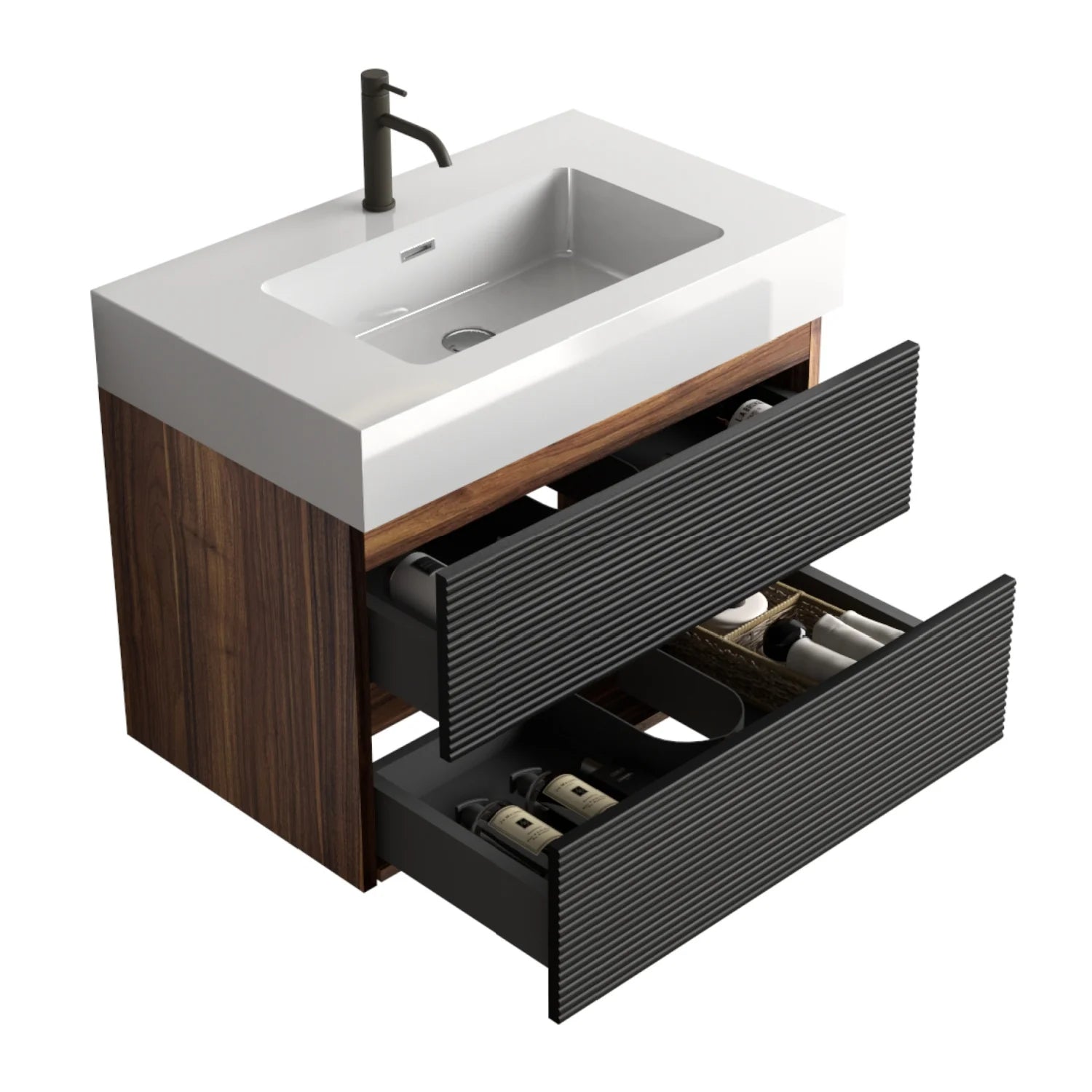 Luxury Modern Black Wall-Mounted Vanity European Style for Villa
