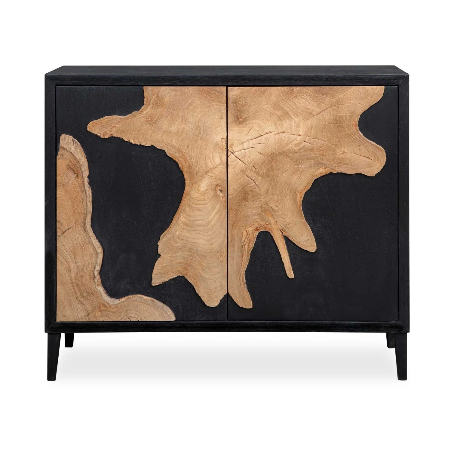 Luxury Modern Black Wooden 2-Door Cabinet European Style for Villa