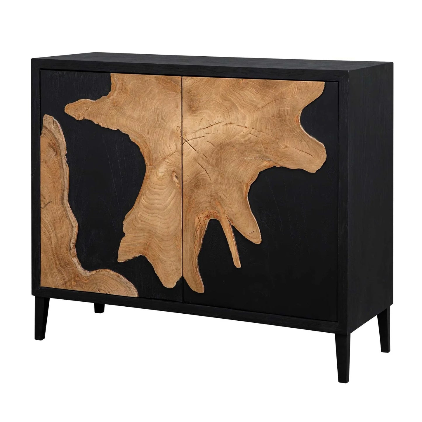 Luxury Modern Black Wooden 2-Door Cabinet European Style for Villa