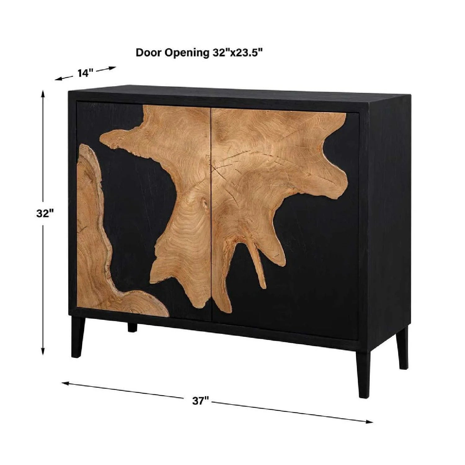 Luxury Modern Black Wooden 2-Door Cabinet European Style for Villa