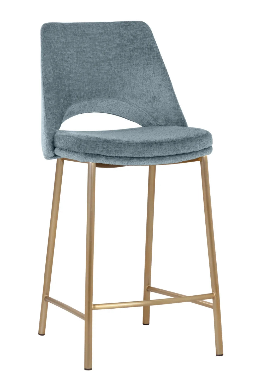 Luxury Modern Blue Fabric Counter Stool European Style for Villa