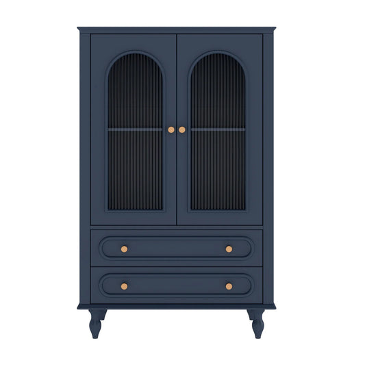 Luxury Modern Blue Wood Display Cabinet European Style for Villa