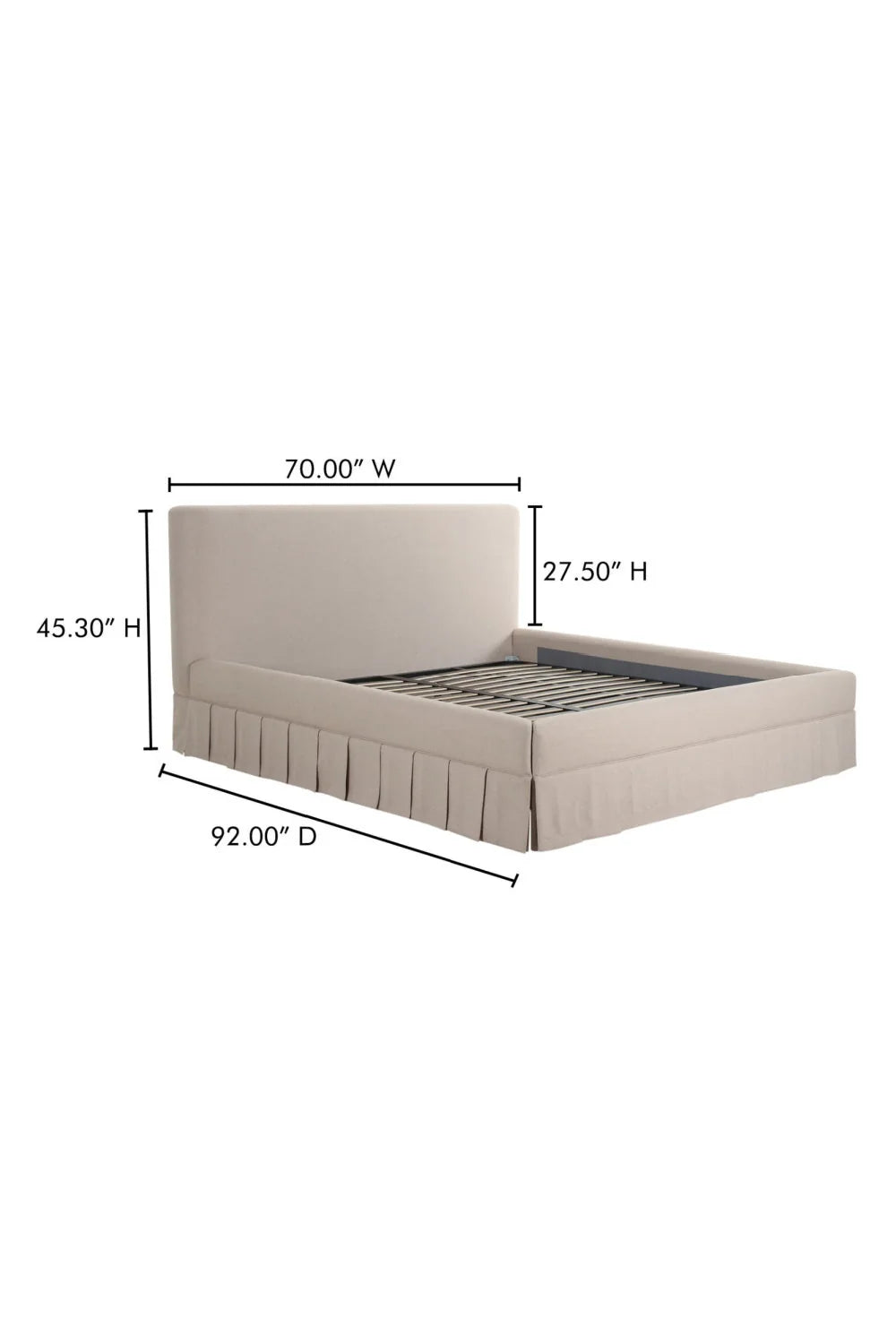 Luxury Modern Box Pleated Fabric Bed European Style for Villa