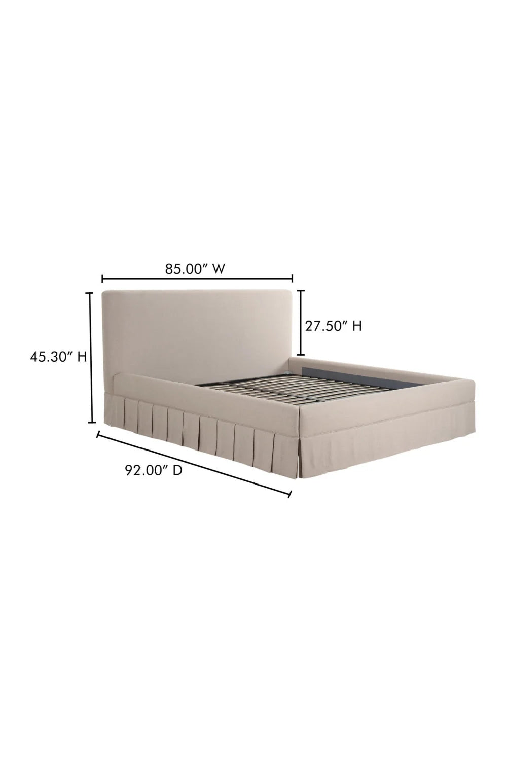 Luxury Modern Box Pleated Fabric Bed European Style for Villa
