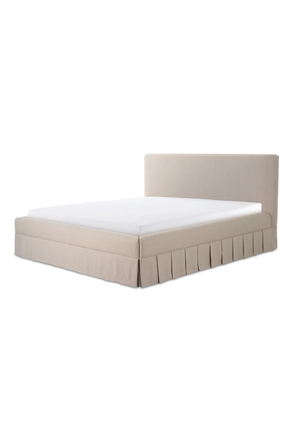 Luxury Modern Box Pleated Fabric Bed European Style for Villa