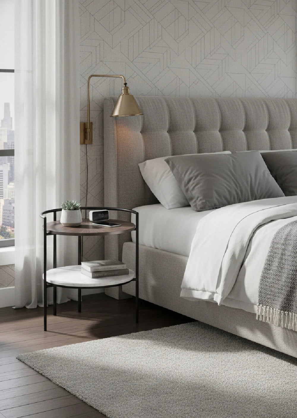 Luxury Modern Brighton Marble Nightstand European Style for Villa