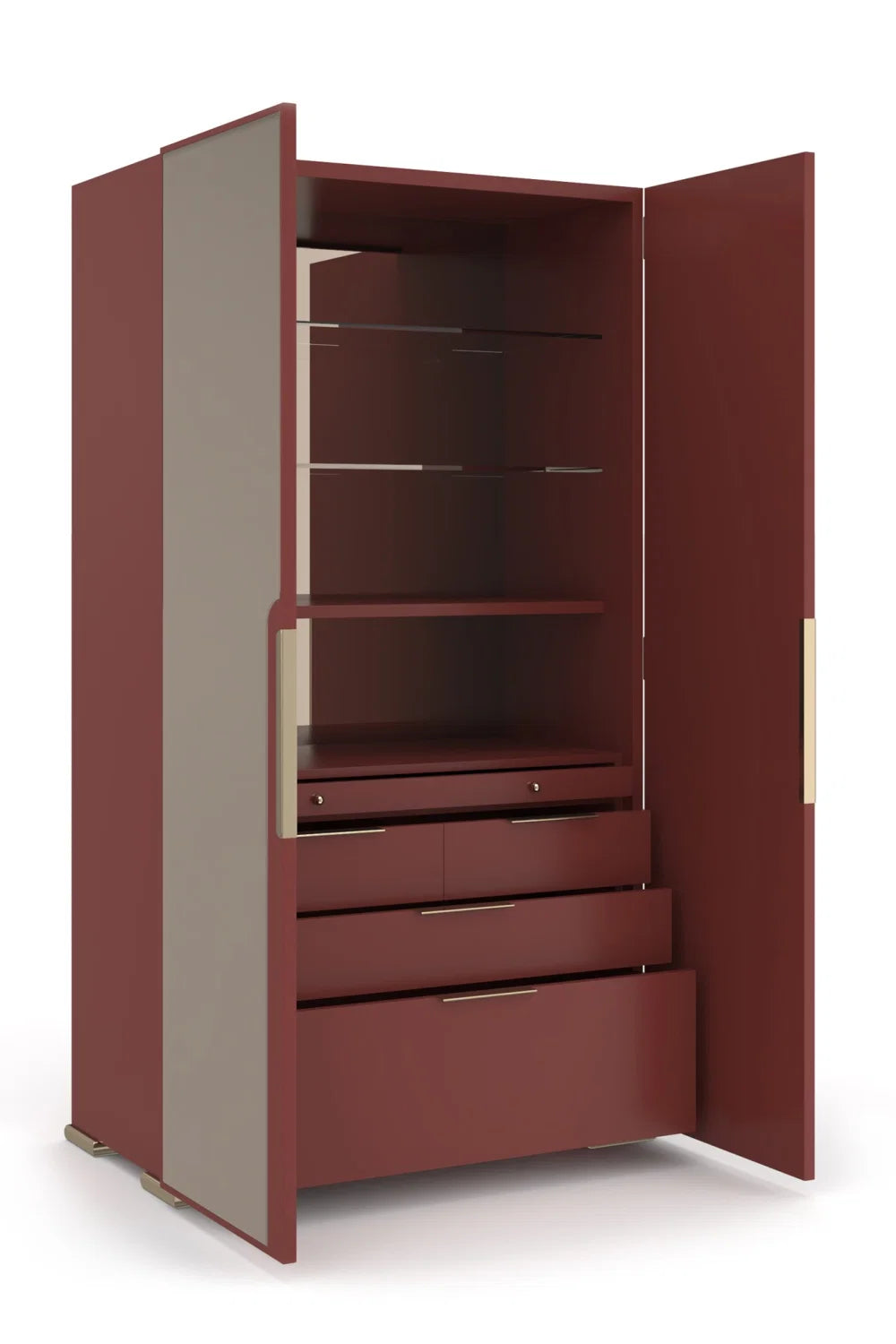 Luxury Modern Bronze Mirror 2-Door Cabinet European Style for Villa