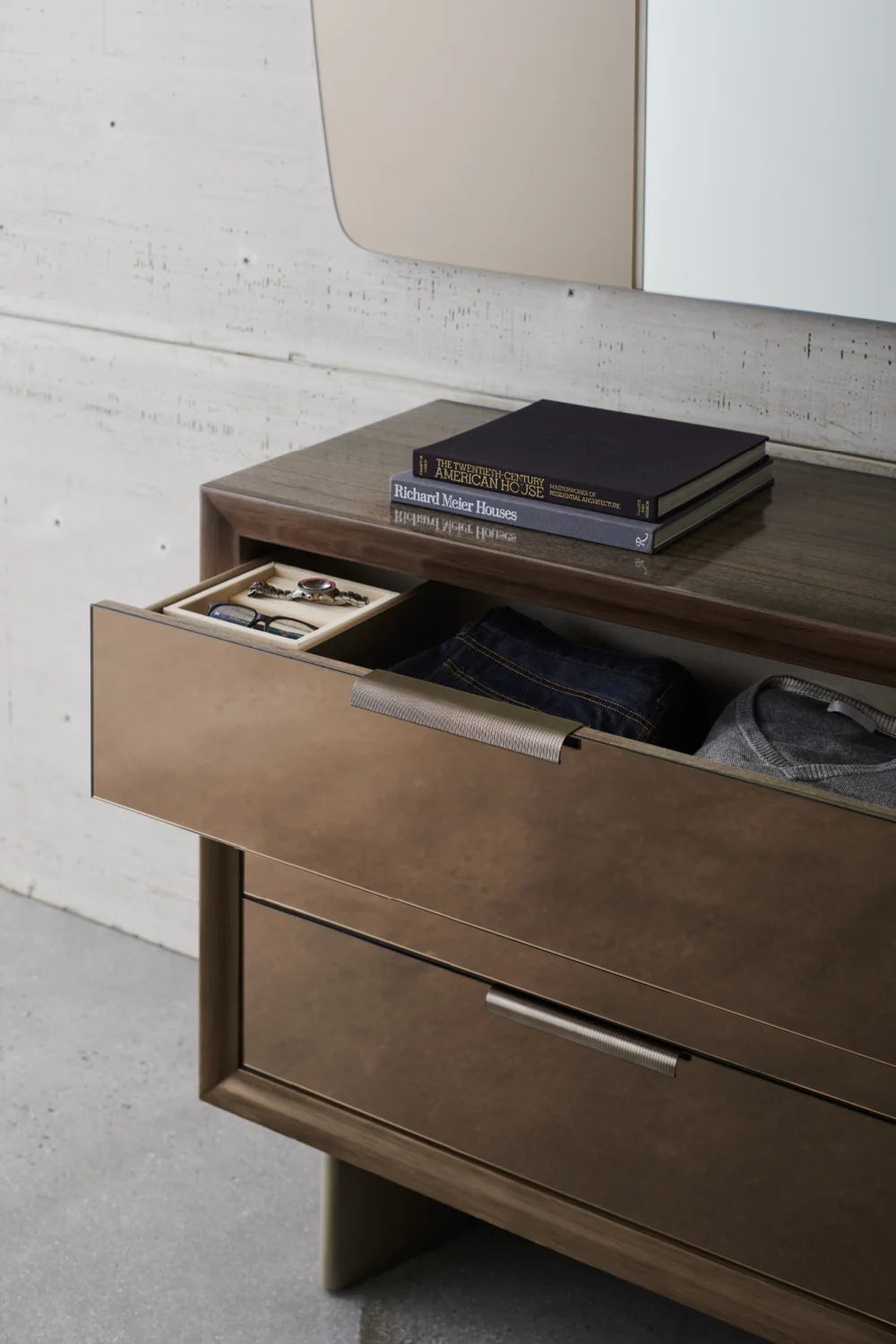 Luxury Modern Bronze Mirrored Dresser European Style for Villa