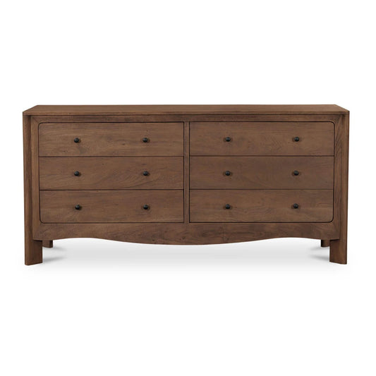 Luxury Modern Brown Acacia 6-Drawer Dresser European Style for Villa