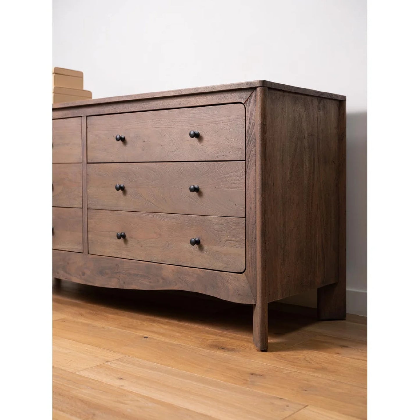 Luxury Modern Brown Acacia 6-Drawer Dresser European Style for Villa