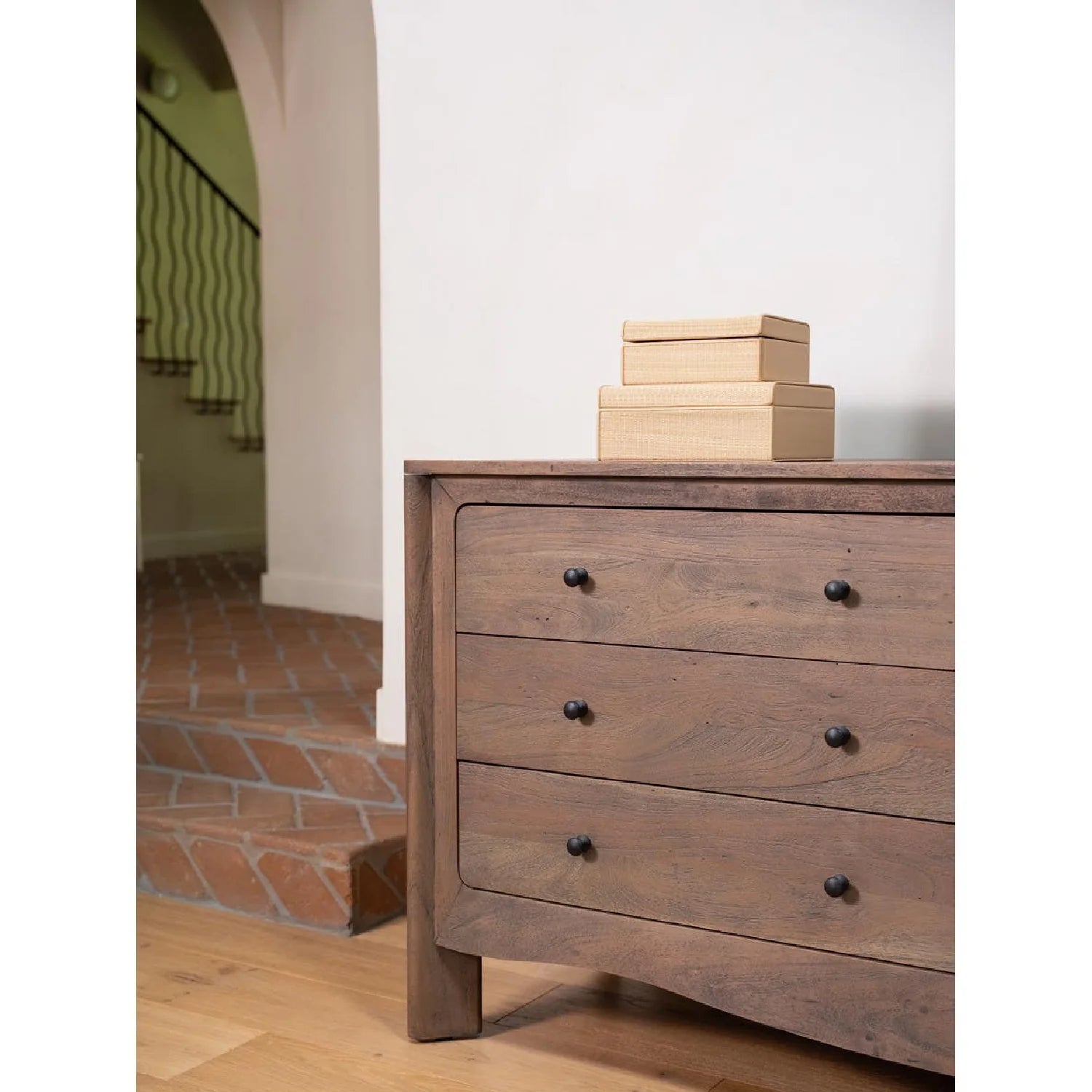 Luxury Modern Brown Acacia 6-Drawer Dresser European Style for Villa