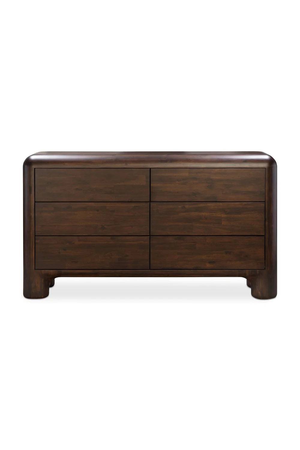 Luxury Modern Brown Acacia 6-Drawer Dresser European Style for Villa