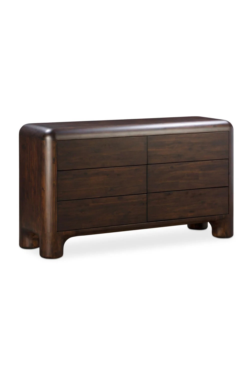 Luxury Modern Brown Acacia 6-Drawer Dresser European Style for Villa