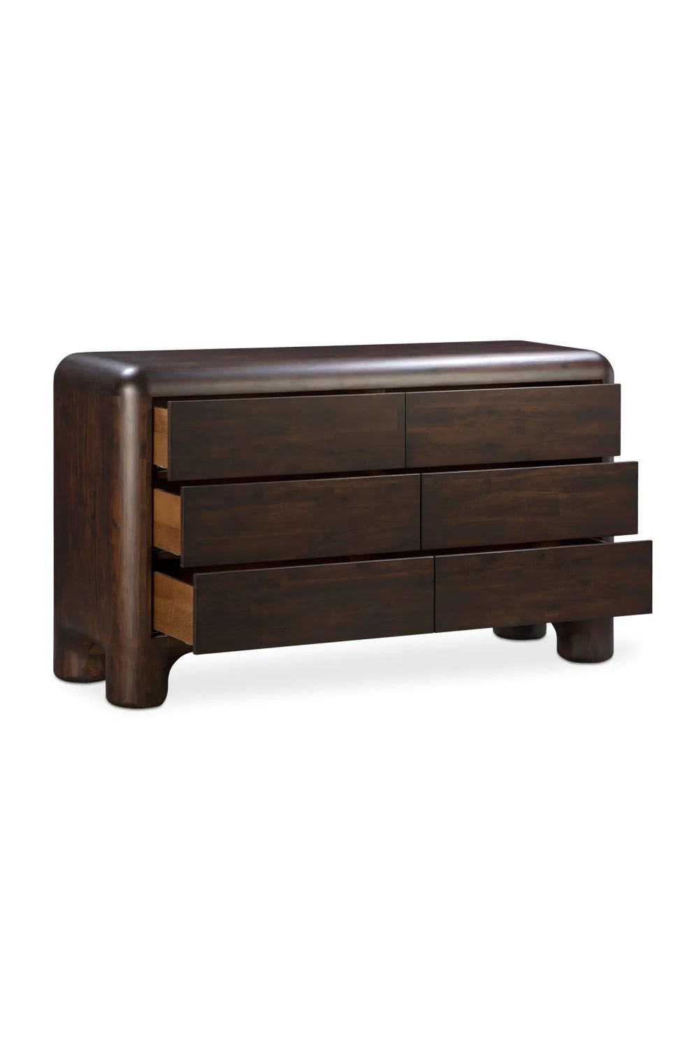 Luxury Modern Brown Acacia 6-Drawer Dresser European Style for Villa