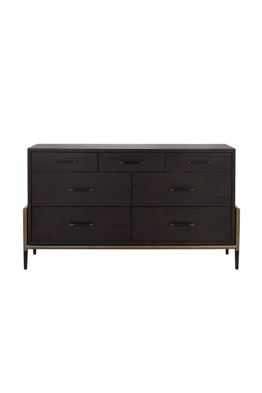 Luxury Modern Brown Acacia 7-Drawer Dresser European Style for Villa