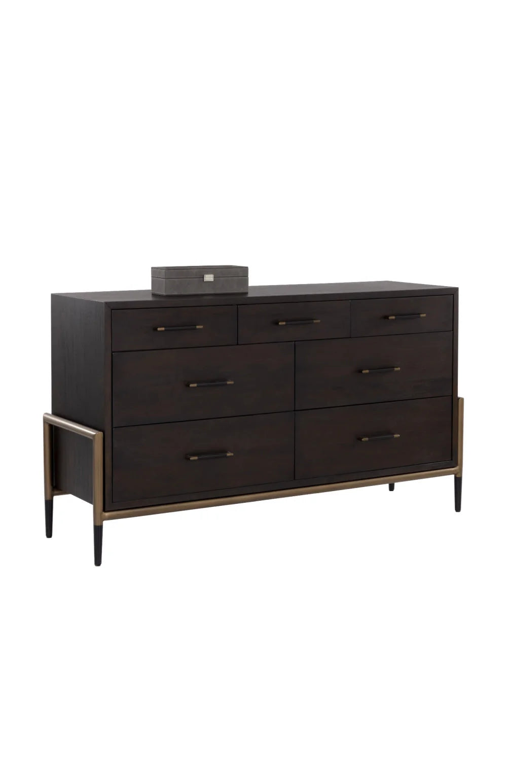 Luxury Modern Brown Acacia 7-Drawer Dresser European Style for Villa