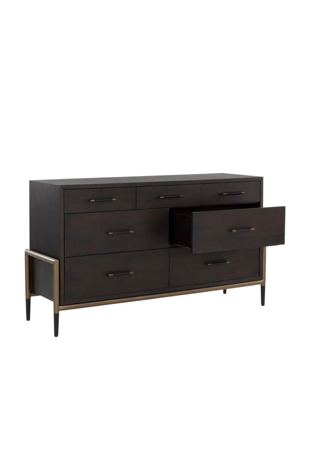 Luxury Modern Brown Acacia 7-Drawer Dresser European Style for Villa