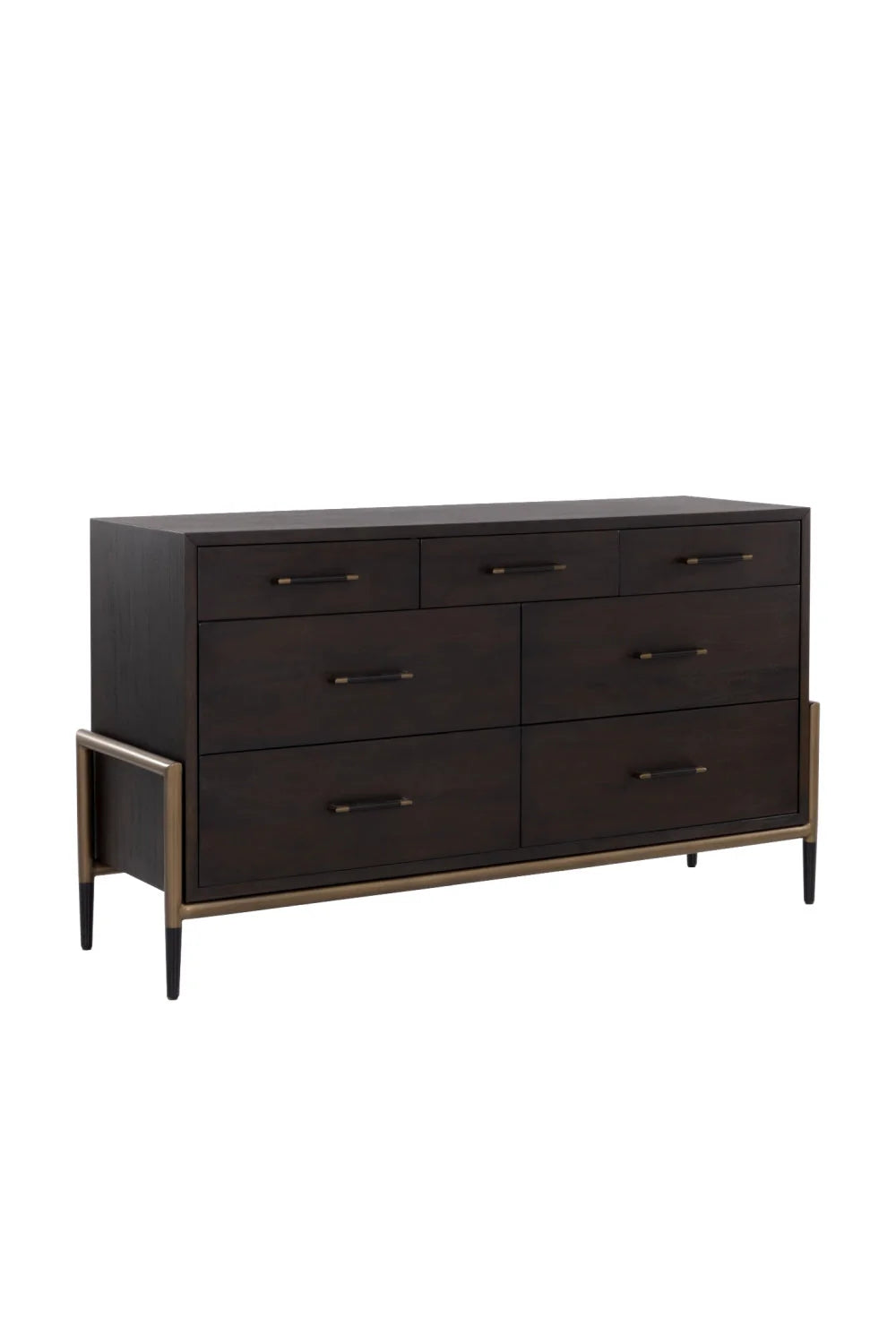 Luxury Modern Brown Acacia 7-Drawer Dresser European Style for Villa