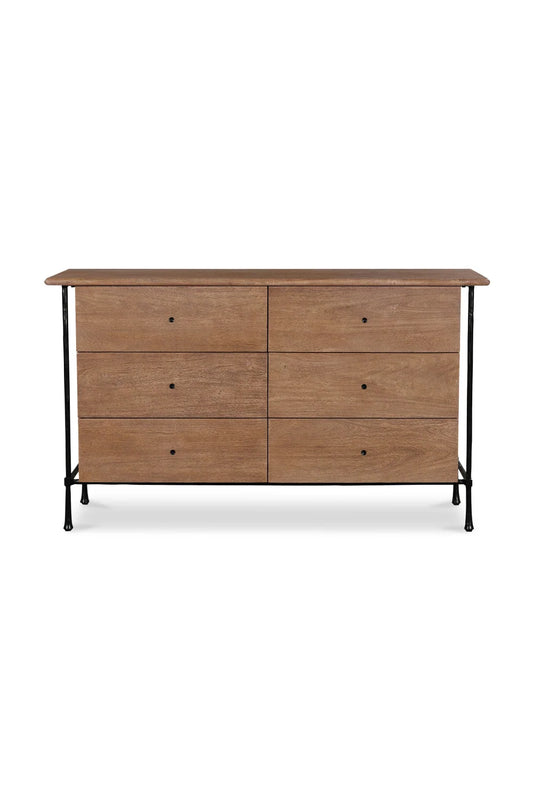 Luxury Modern Brown Acacia Wood 6-Drawer Dresser European Style for Villa