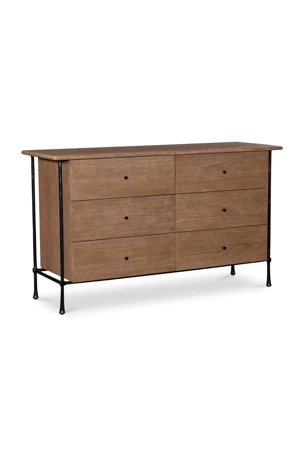 Luxury Modern Brown Acacia Wood 6-Drawer Dresser European Style for Villa