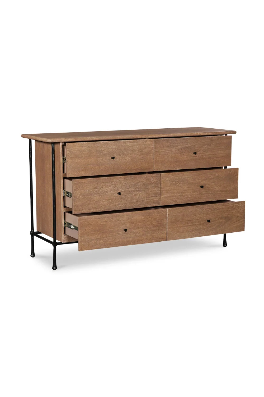 Luxury Modern Brown Acacia Wood 6-Drawer Dresser European Style for Villa