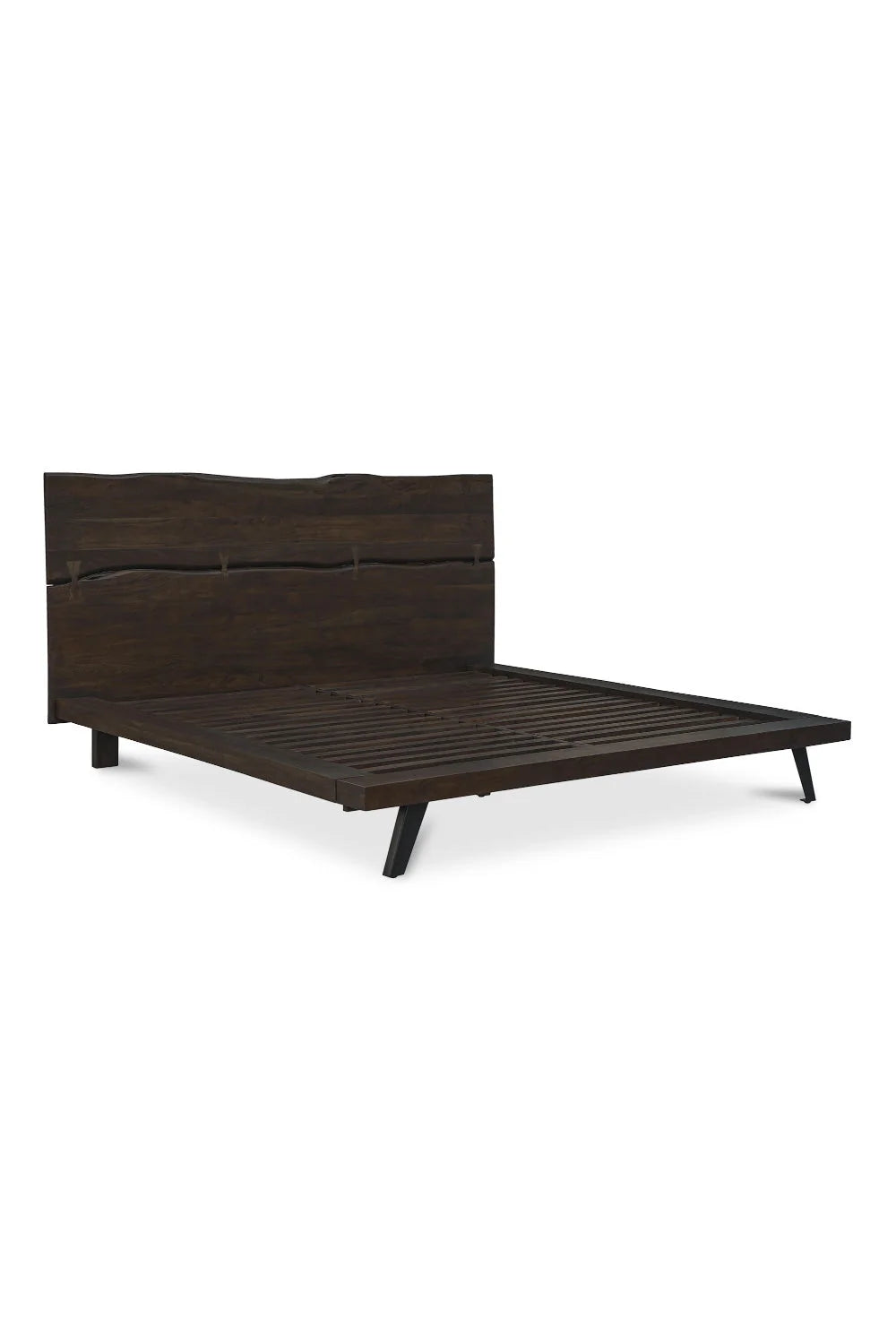 Luxury Modern Brown Acacia Wood Bed European Style for Villa