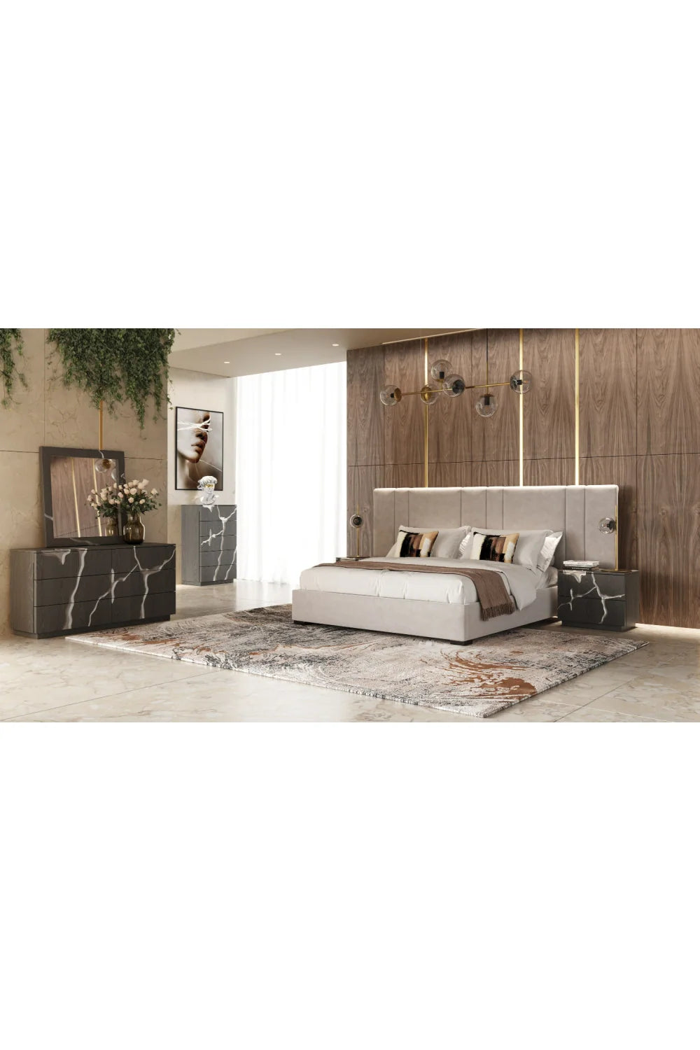 Luxury Modern Brown Ash Dresser European Style for Villa