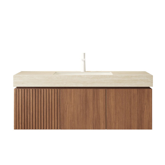 Luxury Modern Brown Floating Vanity Storage Cabinet European Style for Villa