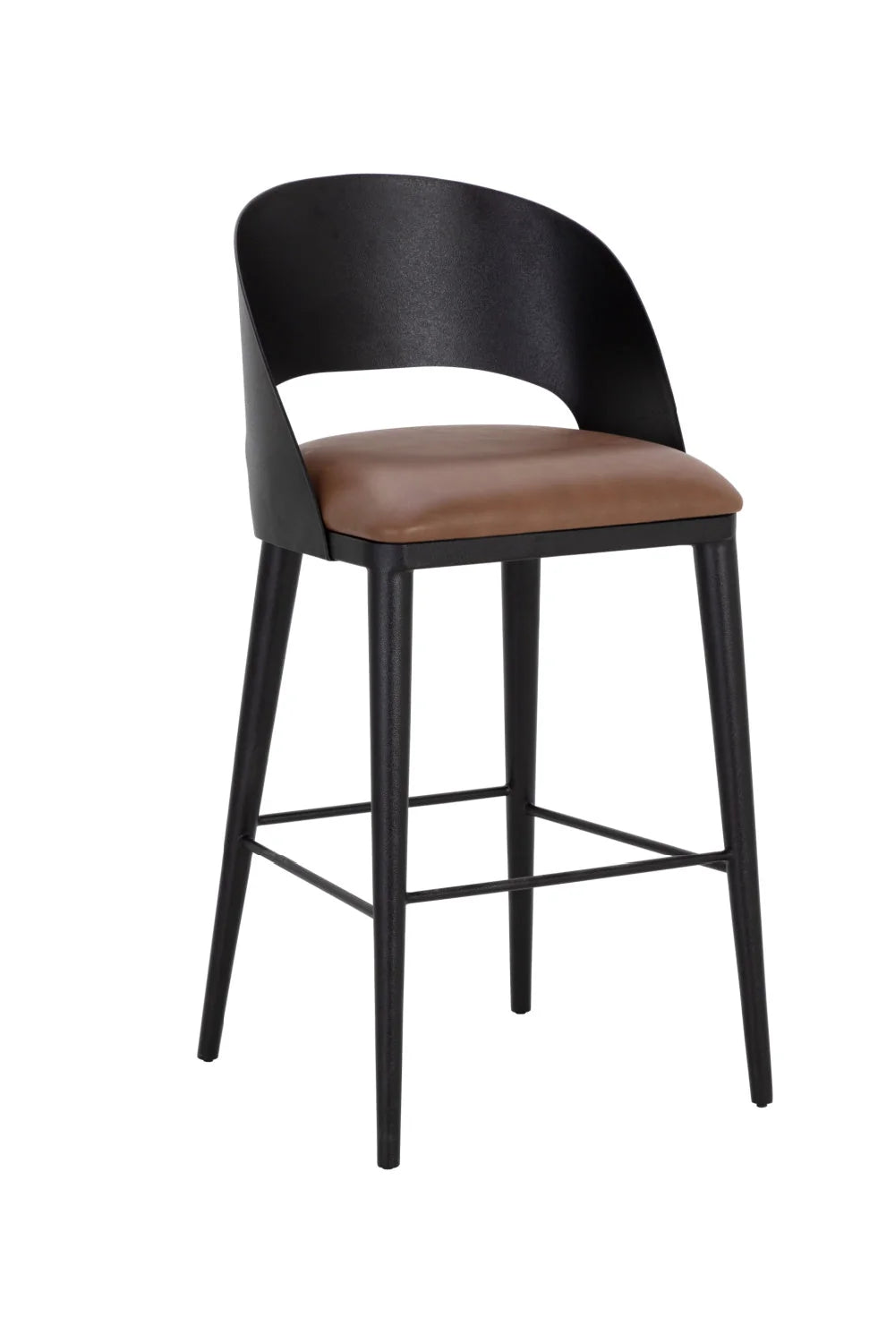 Luxury Modern Brown Leather Bar Stool European Style for Villa