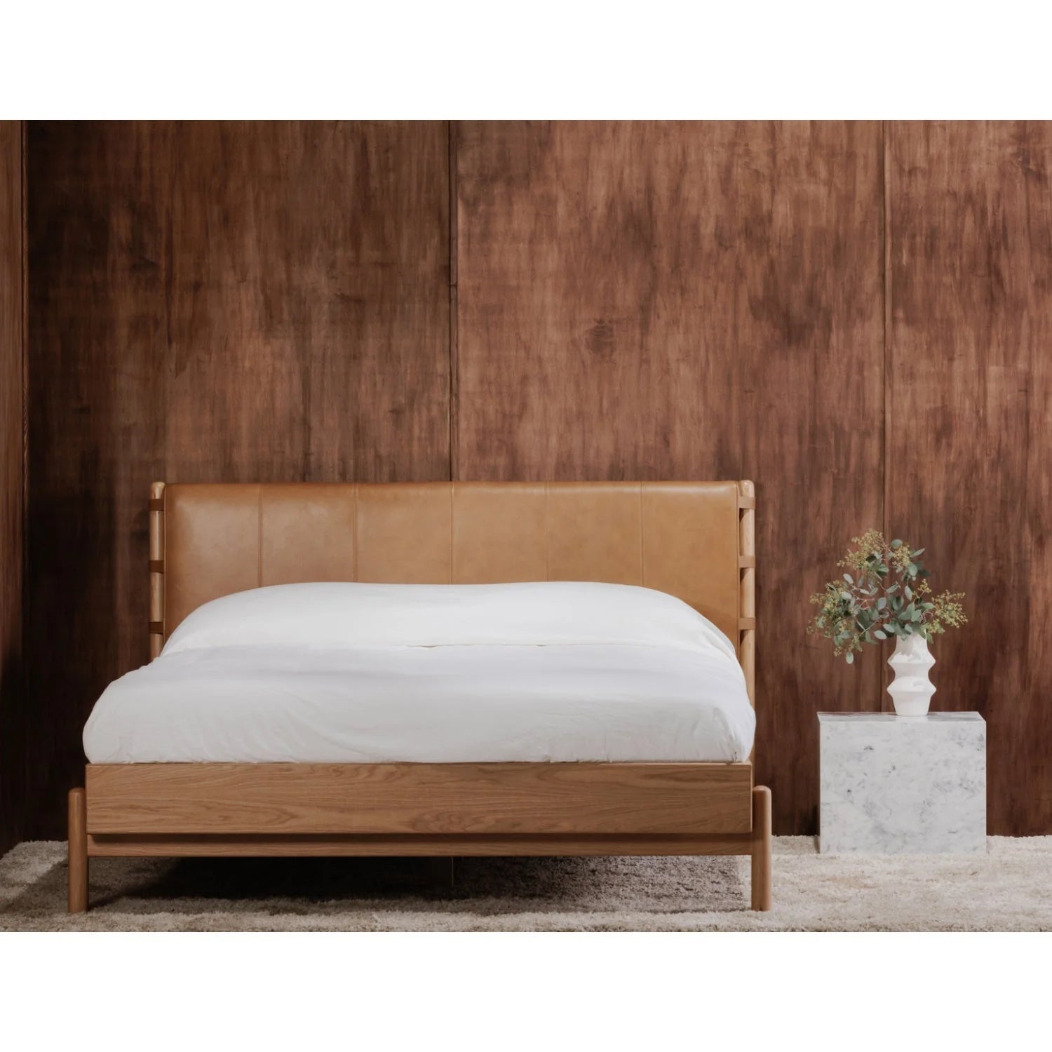 Luxury Modern Brown Leather Bed European Style for Villa