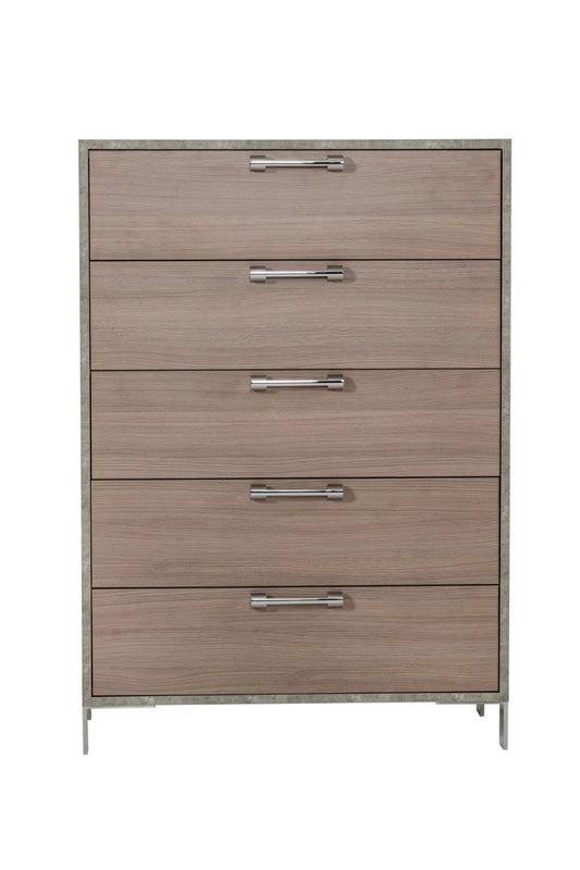 Luxury Modern Brown Oak 5-Drawer Chest European Style for Villa