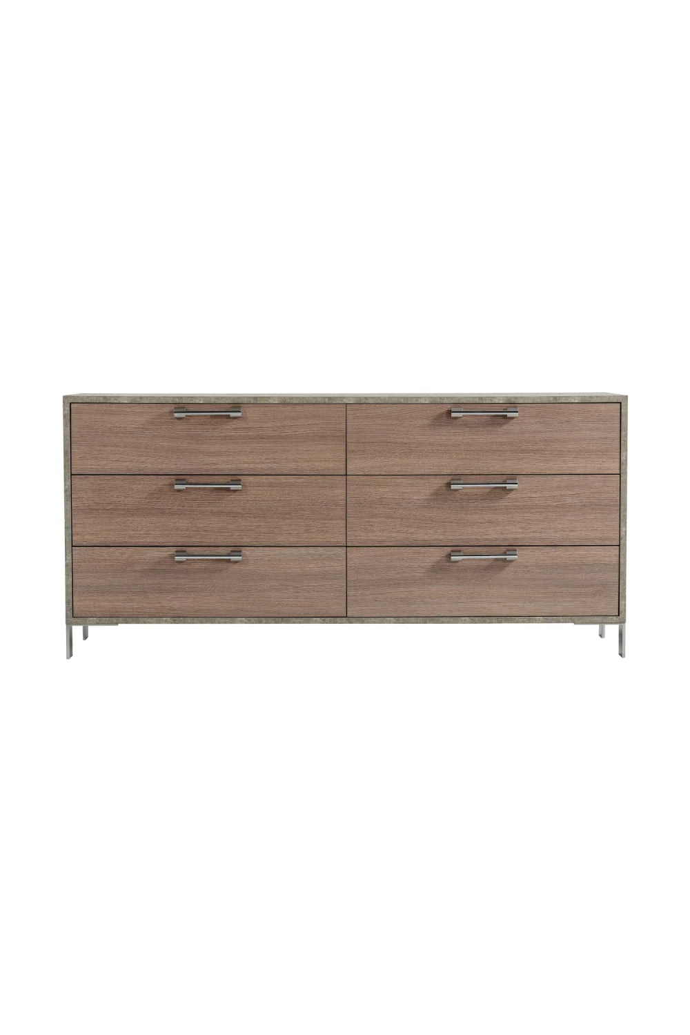 Luxury Modern Brown Oak 6-Drawer Dresser European Style for Villa