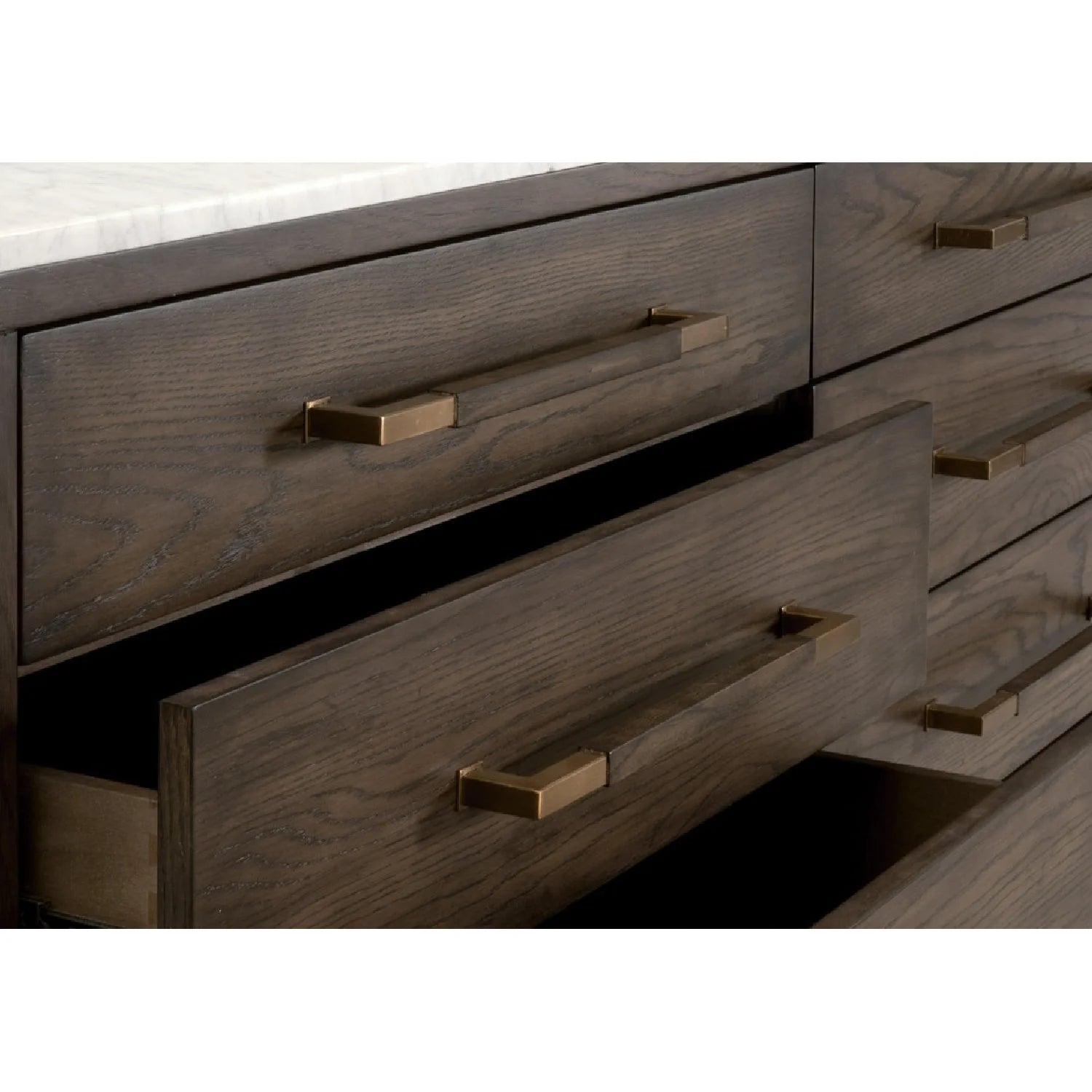 Luxury Modern Brown Oak 8-Drawer Dresser European Style for Villa
