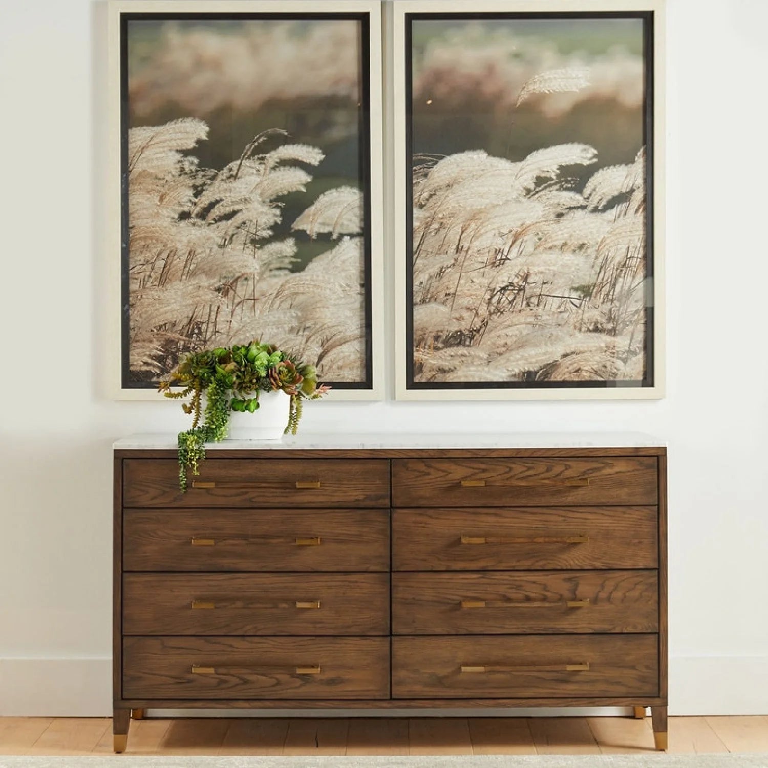 Luxury Modern Brown Oak 8-Drawer Dresser European Style for Villa