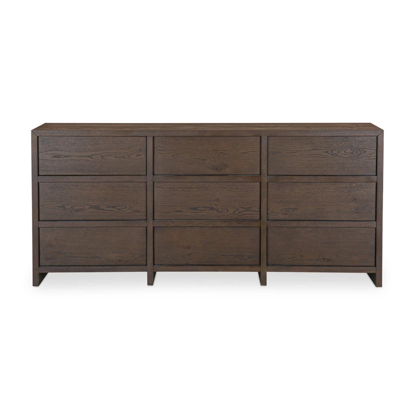 Luxury Modern Brown Oak 9-Drawer Dresser European Style for Villa