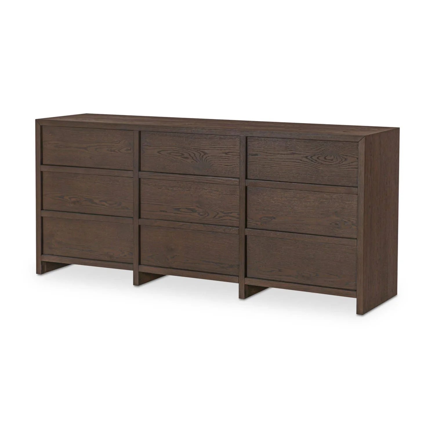 Luxury Modern Brown Oak 9-Drawer Dresser European Style for Villa