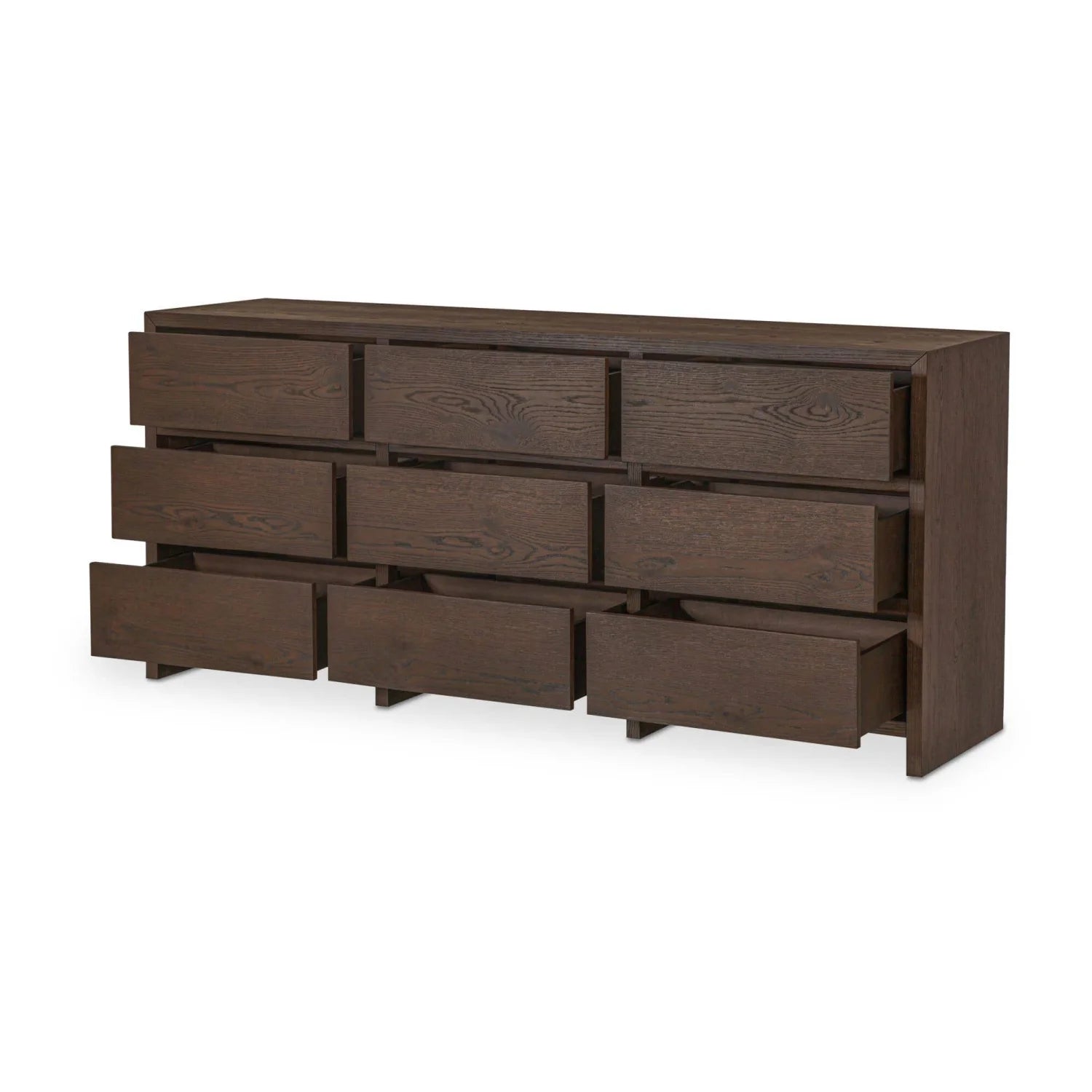 Luxury Modern Brown Oak 9-Drawer Dresser European Style for Villa