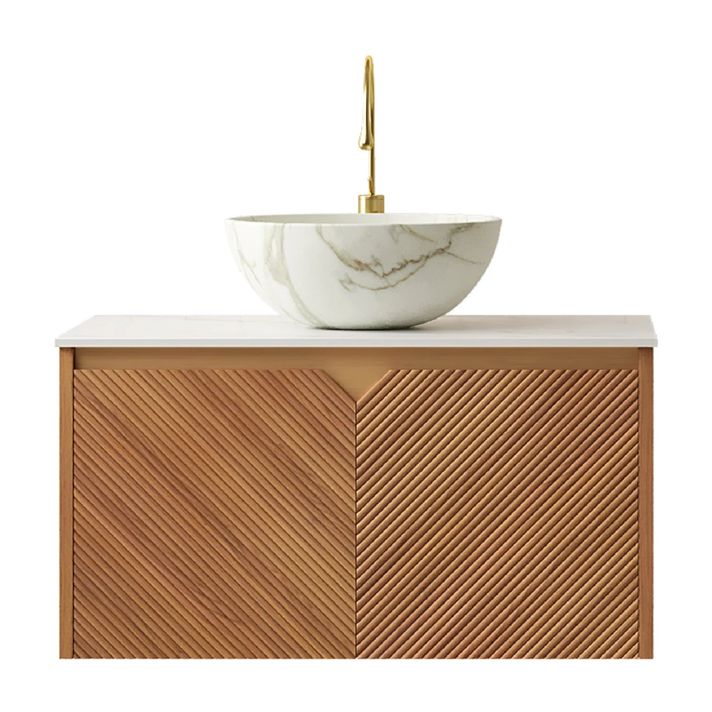 Luxury Modern Brown Oak Bathroom Vanity European Style for Villa