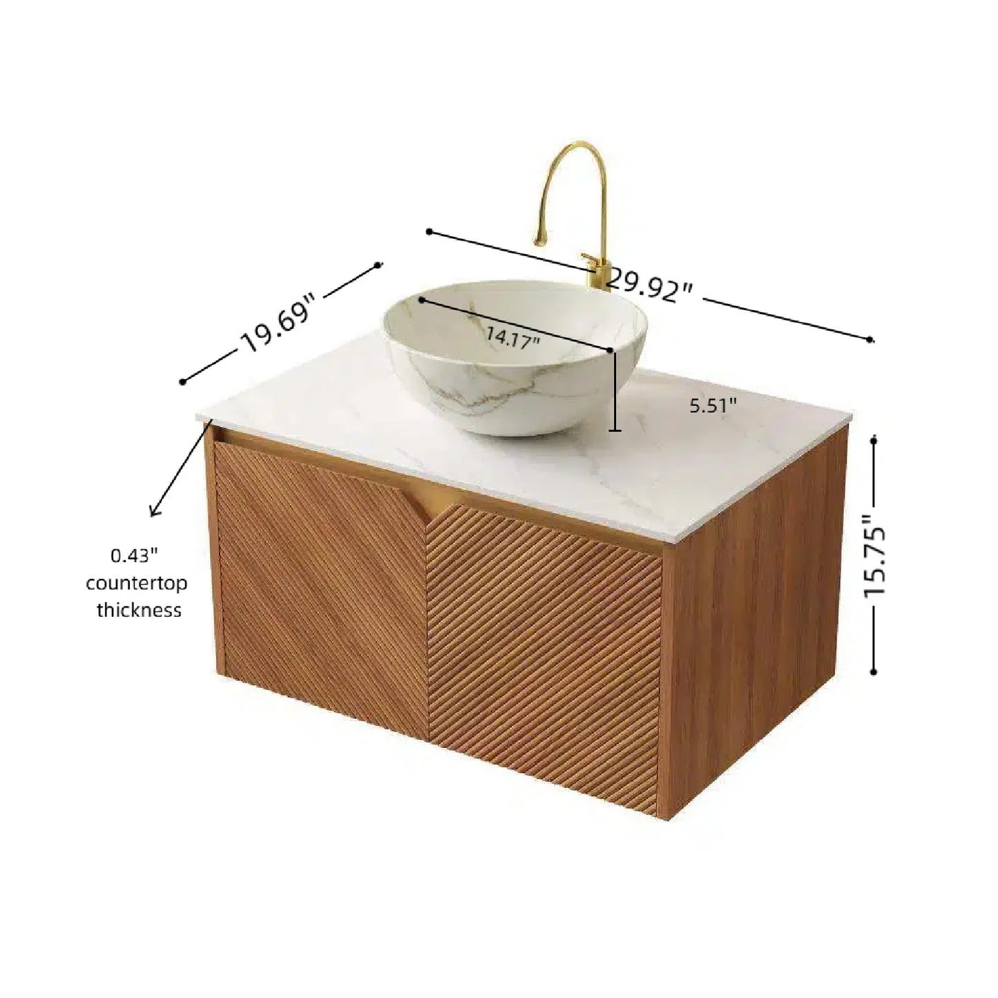 Luxury Modern Brown Oak Bathroom Vanity European Style for Villa