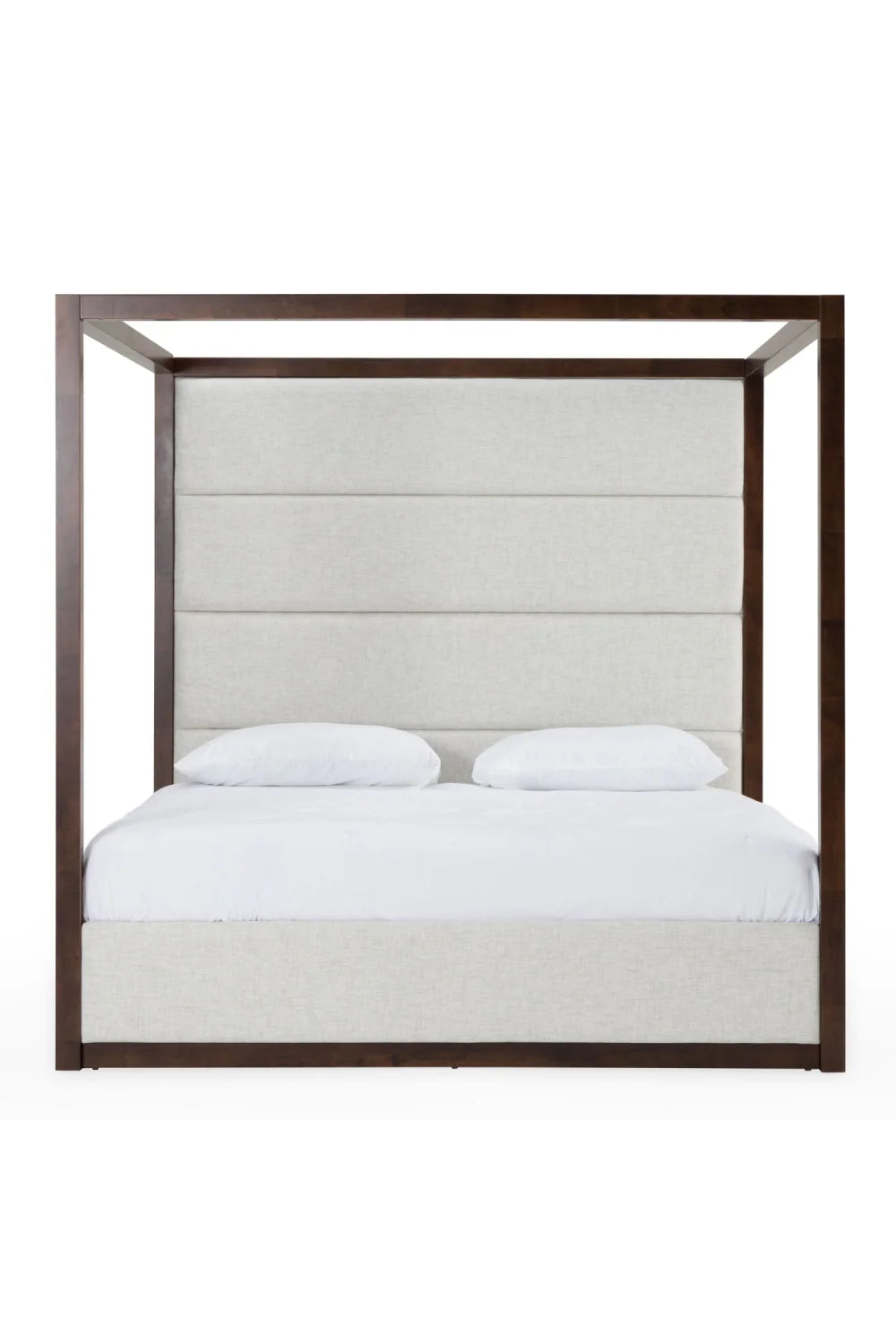 Luxury Modern Brown Oak Canopy Bed European Style for Villa