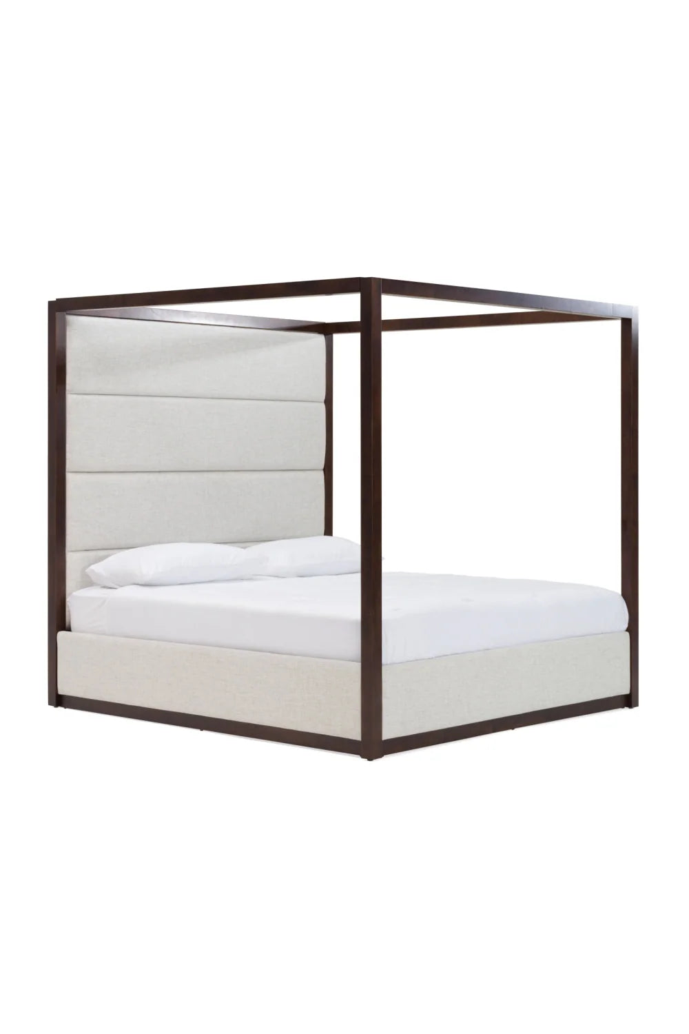 Luxury Modern Brown Oak Canopy Bed European Style for Villa