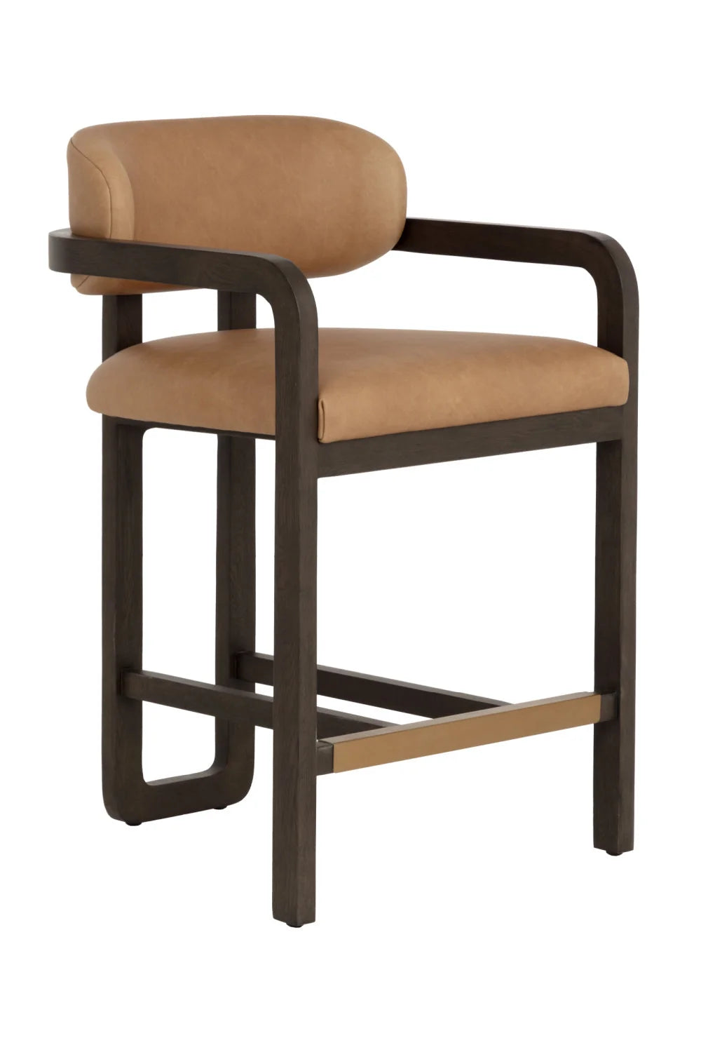 Luxury Modern Brown Oak Counter Stool European Style for Villa