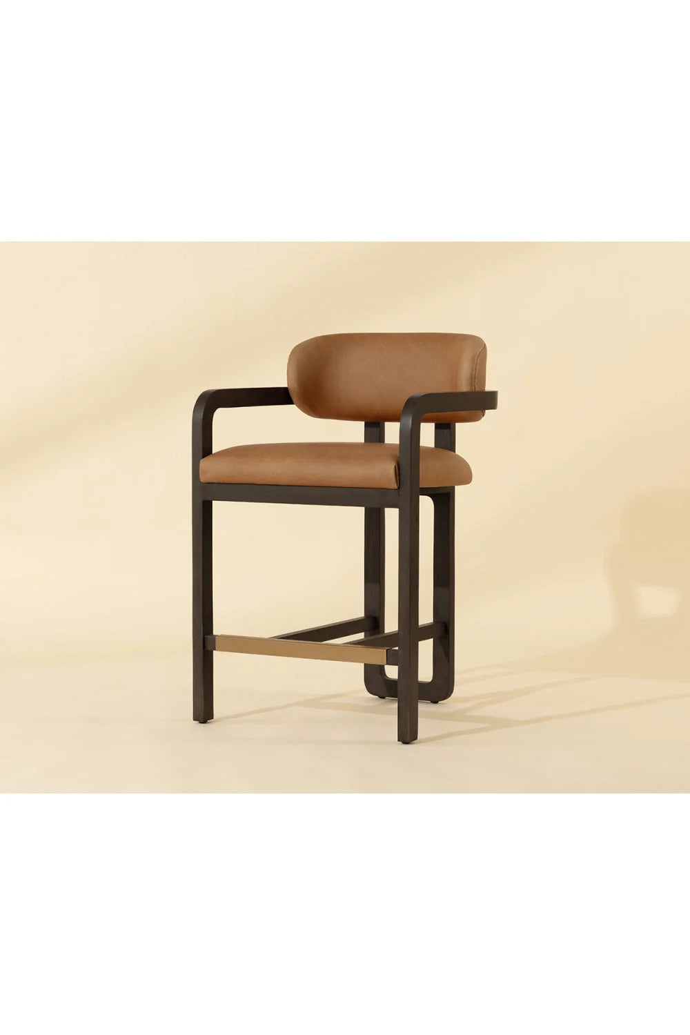 Luxury Modern Brown Oak Counter Stool European Style for Villa