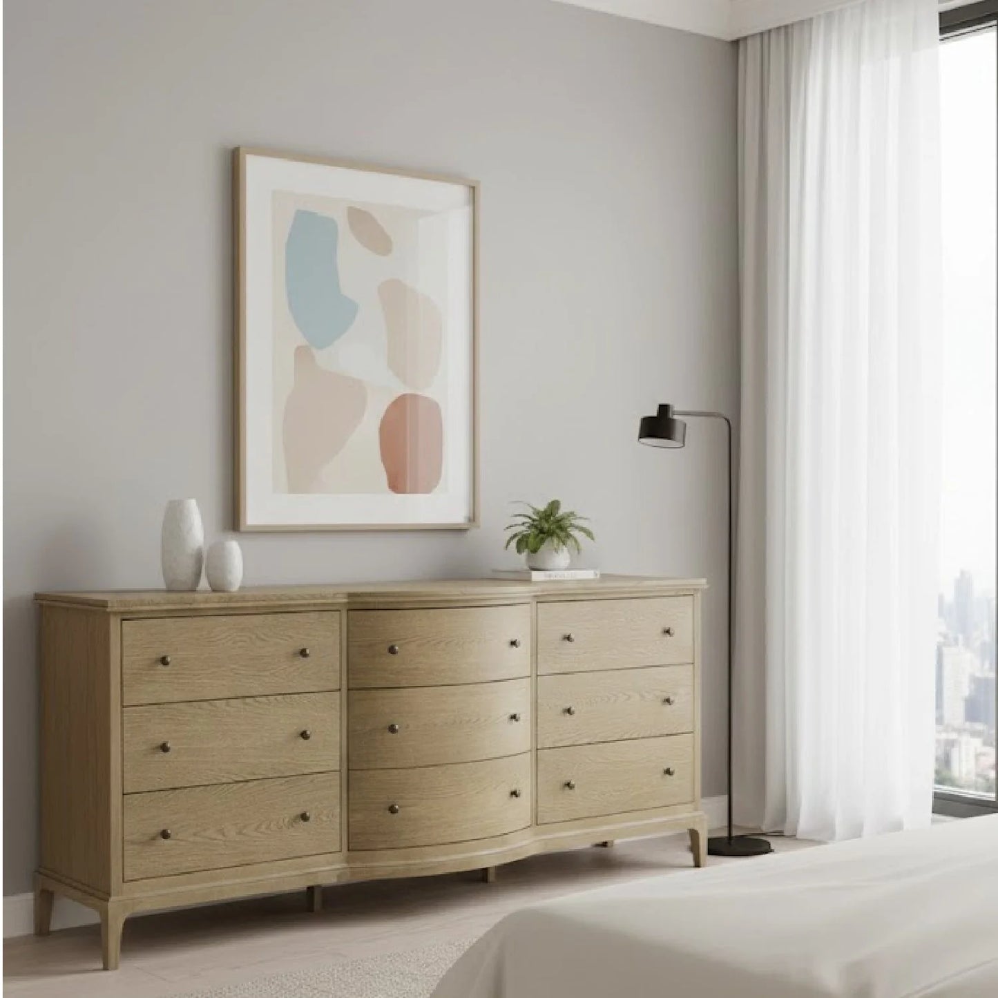 Luxury Modern Brown Oak Dresser European Style for Villa