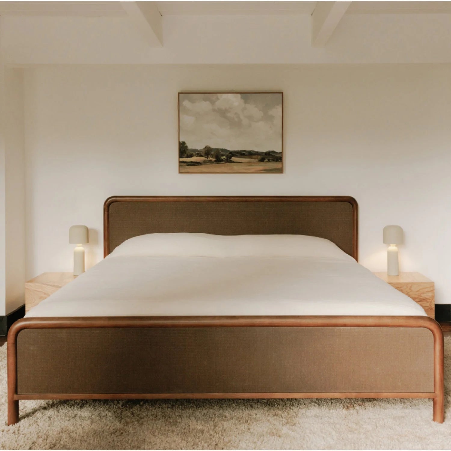 Luxury Modern Brown Tatami Bed European Style for Villa